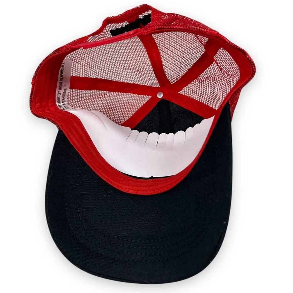 Bacardi Trucker‎ Hat Adult Snapback Red Black Bat Logo Mesh Baseball Cap Rum
